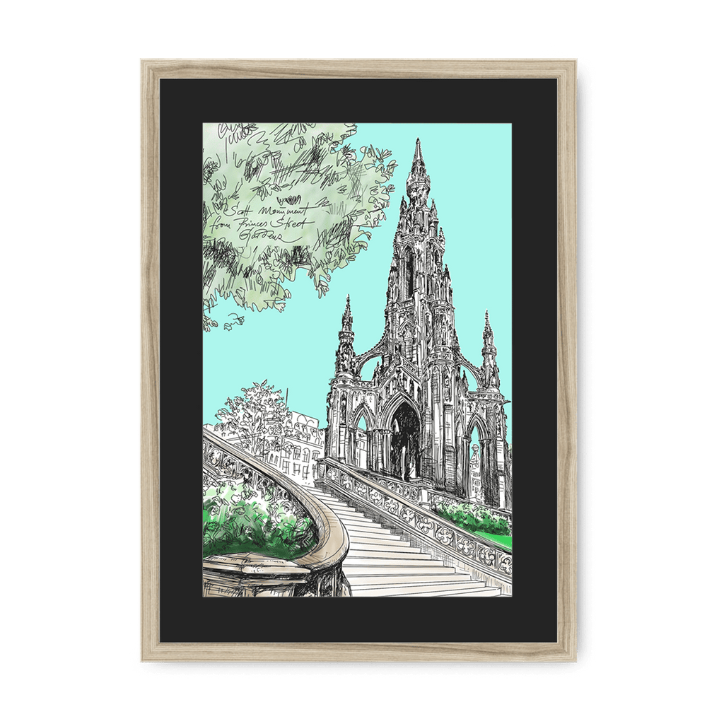 Scott Monument Edinburgh Framed Print Essential Edinburgh A3 (297 X 420 mm) / Natural / Black Mount Framed Print