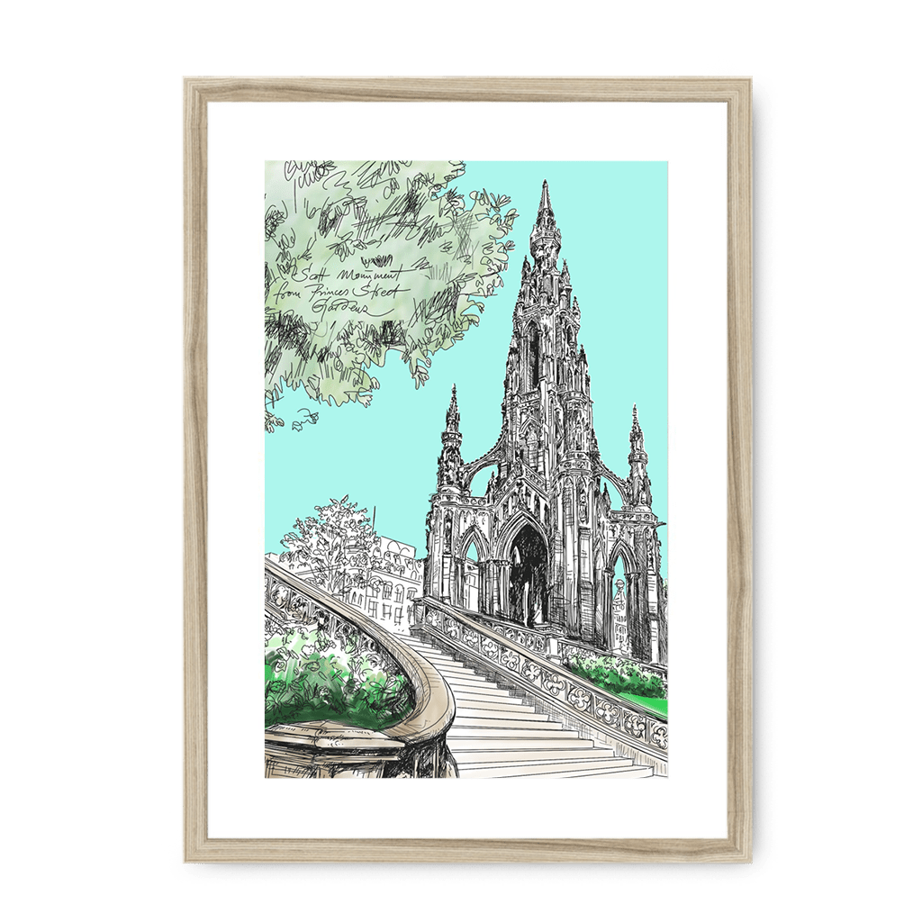 Scott Monument Edinburgh Framed Print Essential Edinburgh A3 (297 X 420 mm) / Natural / White Mount Framed Print