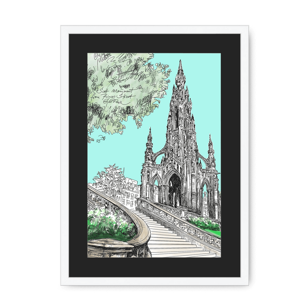 Scott Monument Edinburgh Framed Print Essential Edinburgh A3 (297 X 420 mm) / White / Black Mount Framed Print