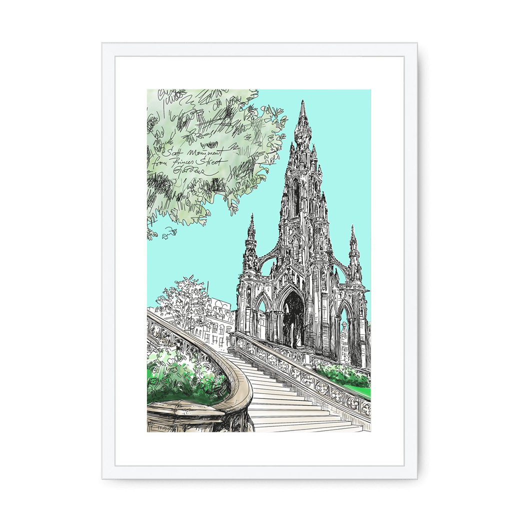 Scott Monument Edinburgh Framed Print Essential Edinburgh A3 (297 X 420 mm) / White / White Mount Framed Print