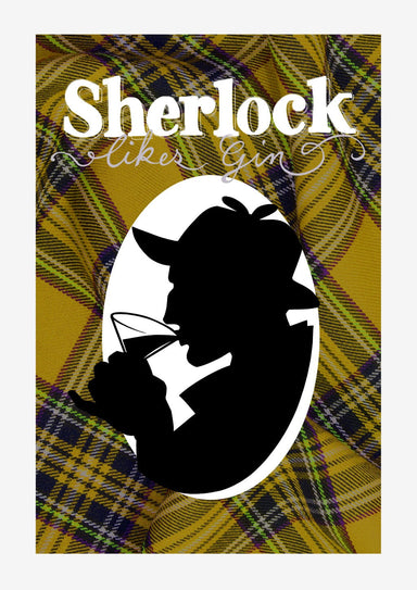 Sherlock Likes Gin Tartan Matte Art Print Boozehound Art Print