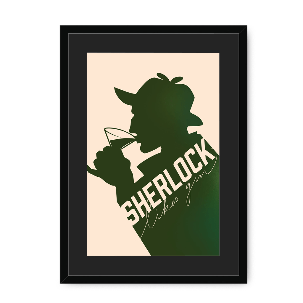 Sherlock Likes Gin Botanical Pink Framed Print Boozehound A3 (297 X 420 mm) / Black / Black Mount Framed Print