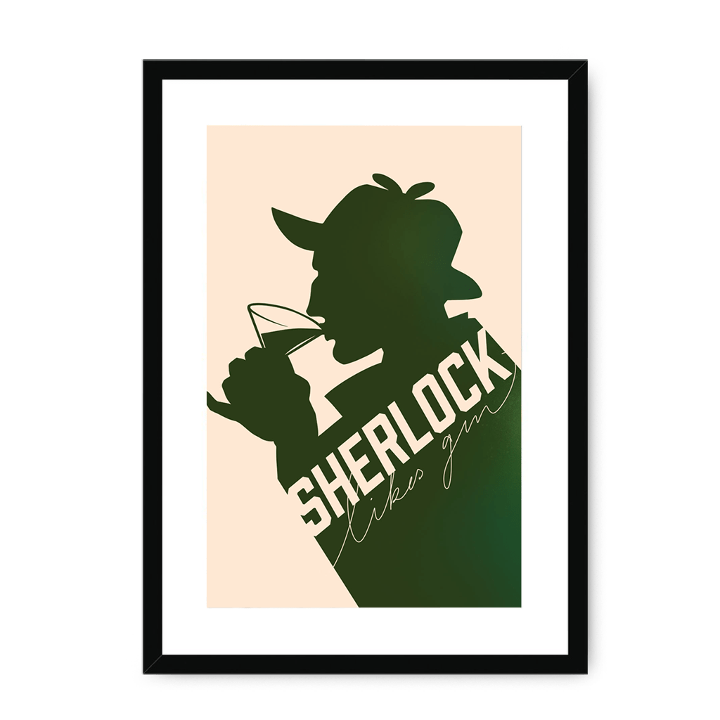Sherlock Likes Gin Botanical Pink Framed Print Boozehound A3 (297 X 420 mm) / Black / White Mount Framed Print