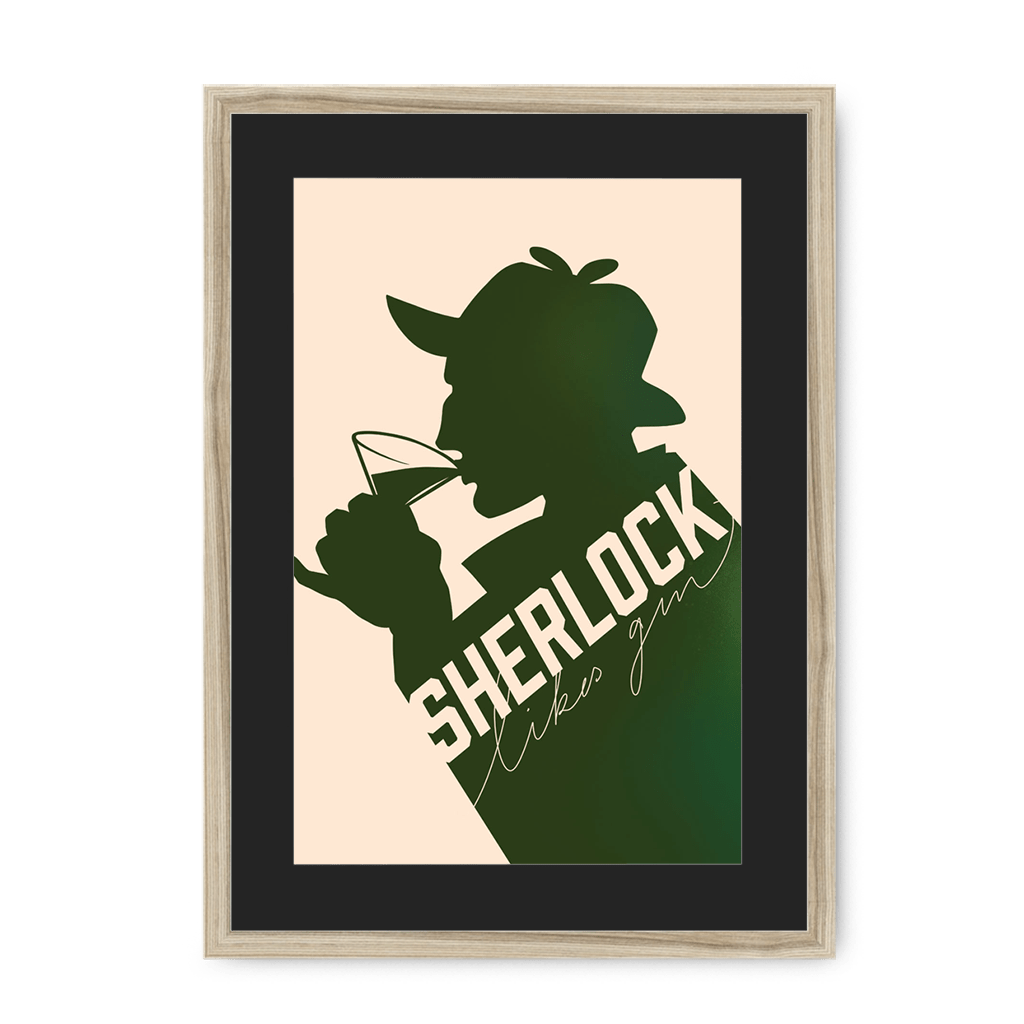 Sherlock Likes Gin Botanical Pink Framed Print Boozehound A3 (297 X 420 mm) / Natural / Black Mount Framed Print
