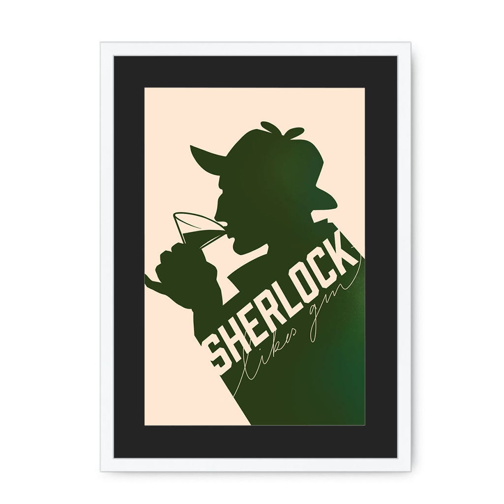 Sherlock Likes Gin Botanical Pink Framed Print Boozehound A3 (297 X 420 mm) / White / Black Mount Framed Print