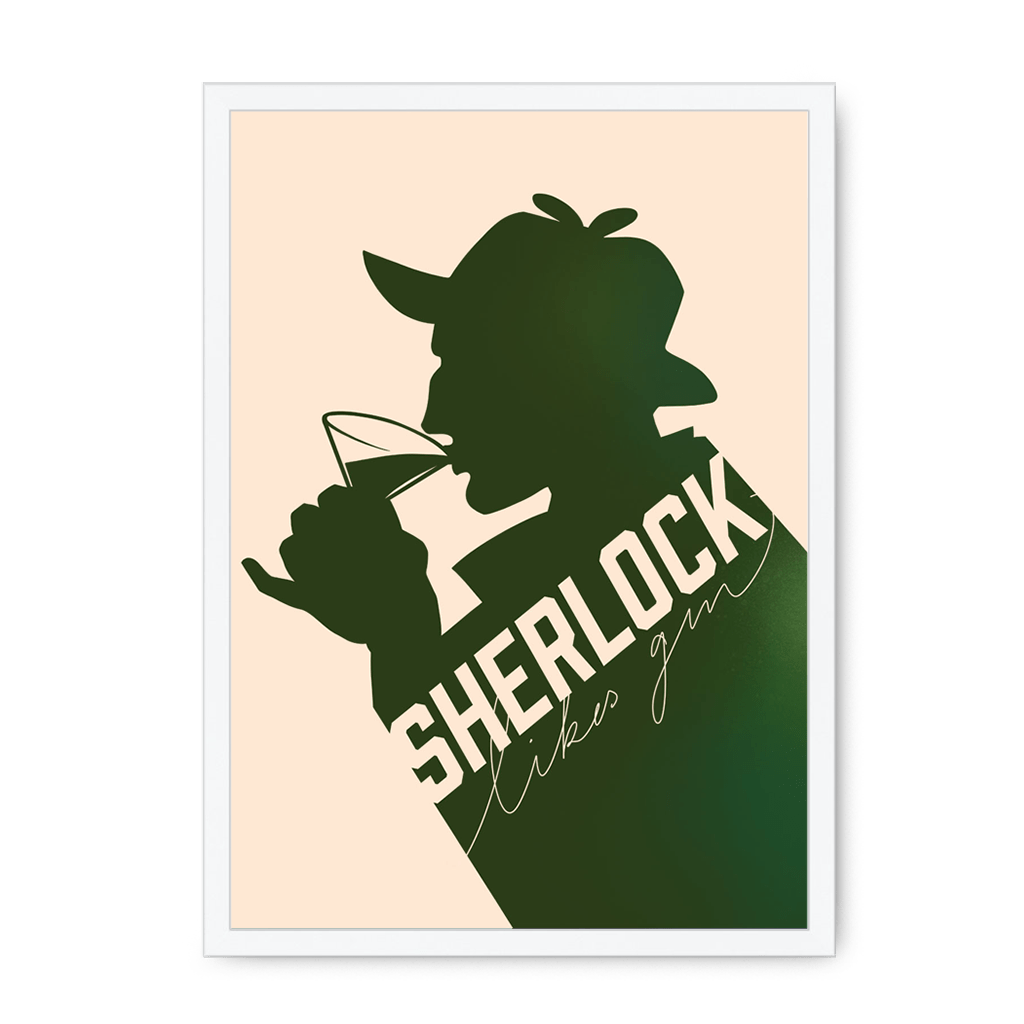 Sherlock Likes Gin Botanical Pink Framed Print Boozehound A3 (297 X 420 mm) / White / No Mount (All Art) Framed Print