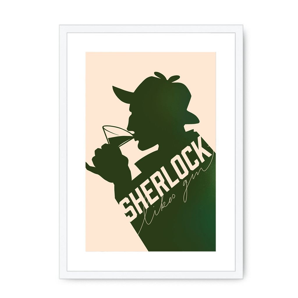 Sherlock Likes Gin Botanical Pink Framed Print Boozehound A3 (297 X 420 mm) / White / White Mount Framed Print