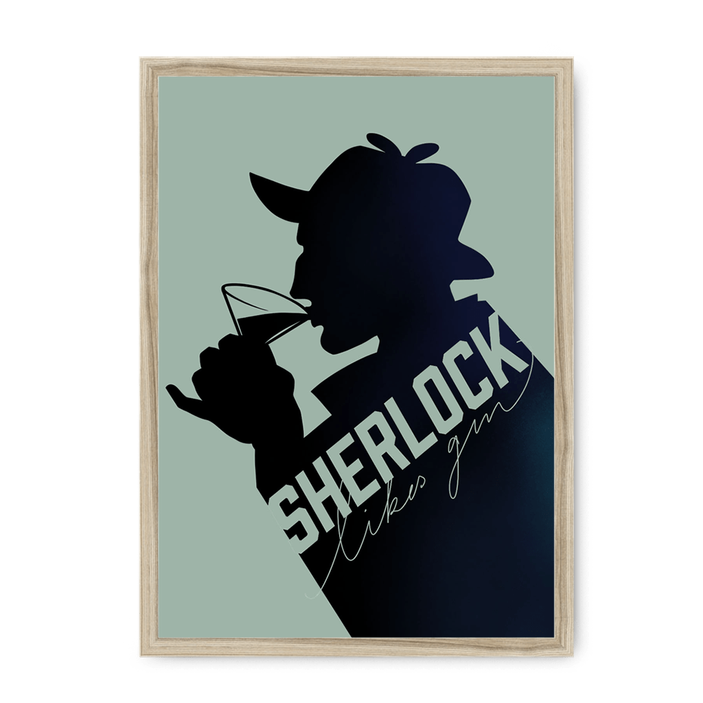 Sherlock Likes Gin Midnight Framed Print Boozehound A3 (297 X 420 mm) / Natural / No Mount (All Art) Framed Print