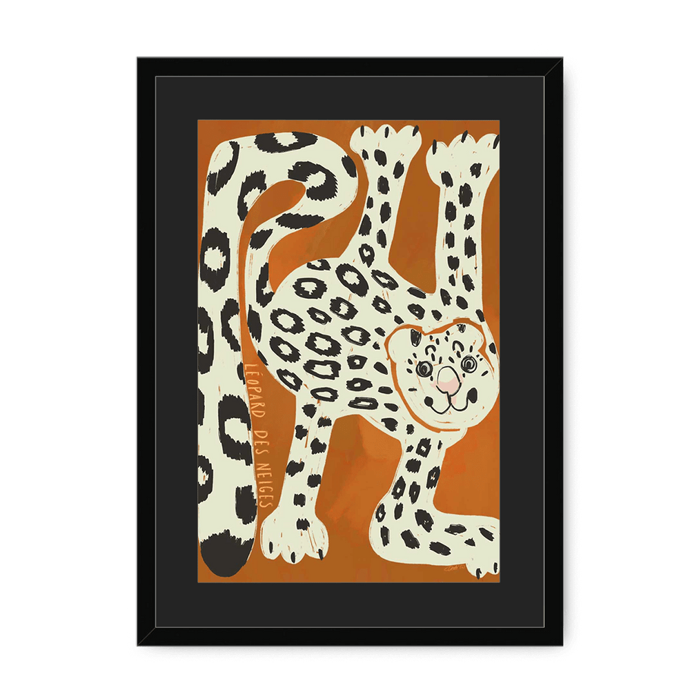 Leopard Des Neiges Framed Print Aventures Des Créatures A3 (297 X 420 mm) / Black / Black Mount Framed Print