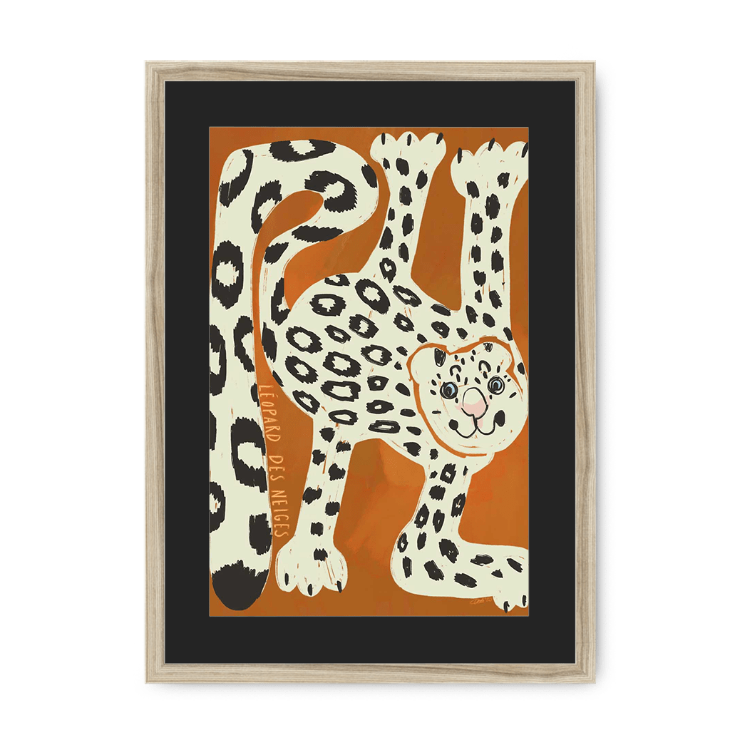 Leopard Des Neiges Framed Print Aventures Des Créatures A3 (297 X 420 mm) / Natural / Black Mount Framed Print