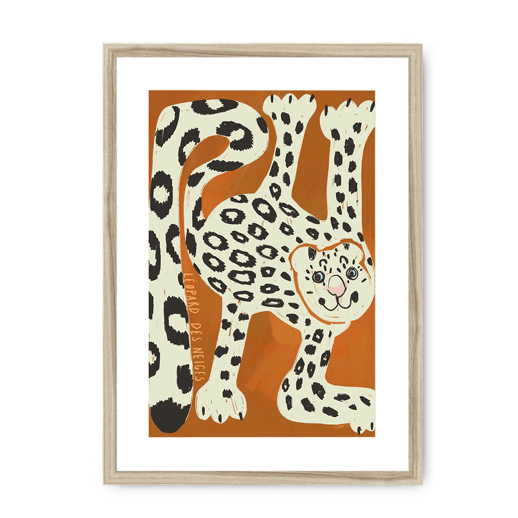 Leopard Des Neiges Framed Print Aventures Des Créatures A3 (297 X 420 mm) / Natural / White Mount Framed Print