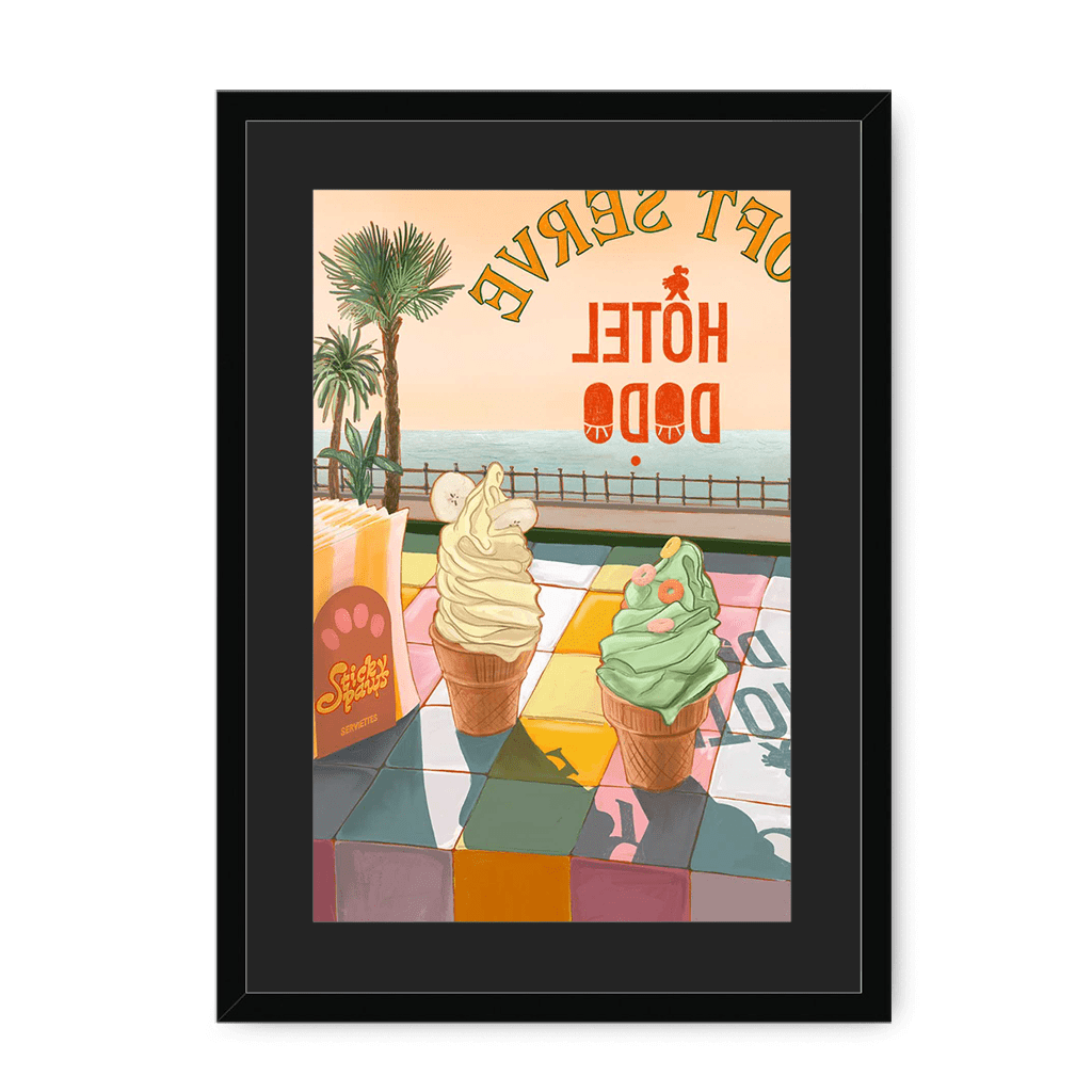 Seaside Soft Serve Framed Print Hôtel Dodo A3 (297 X 420 mm) / Black / Black Mount Framed Print