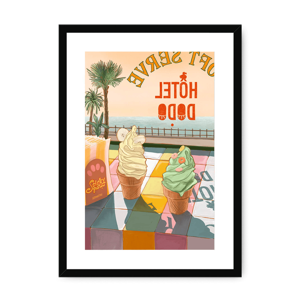 Seaside Soft Serve Framed Print Hôtel Dodo A3 (297 X 420 mm) / Black / White Mount Framed Print