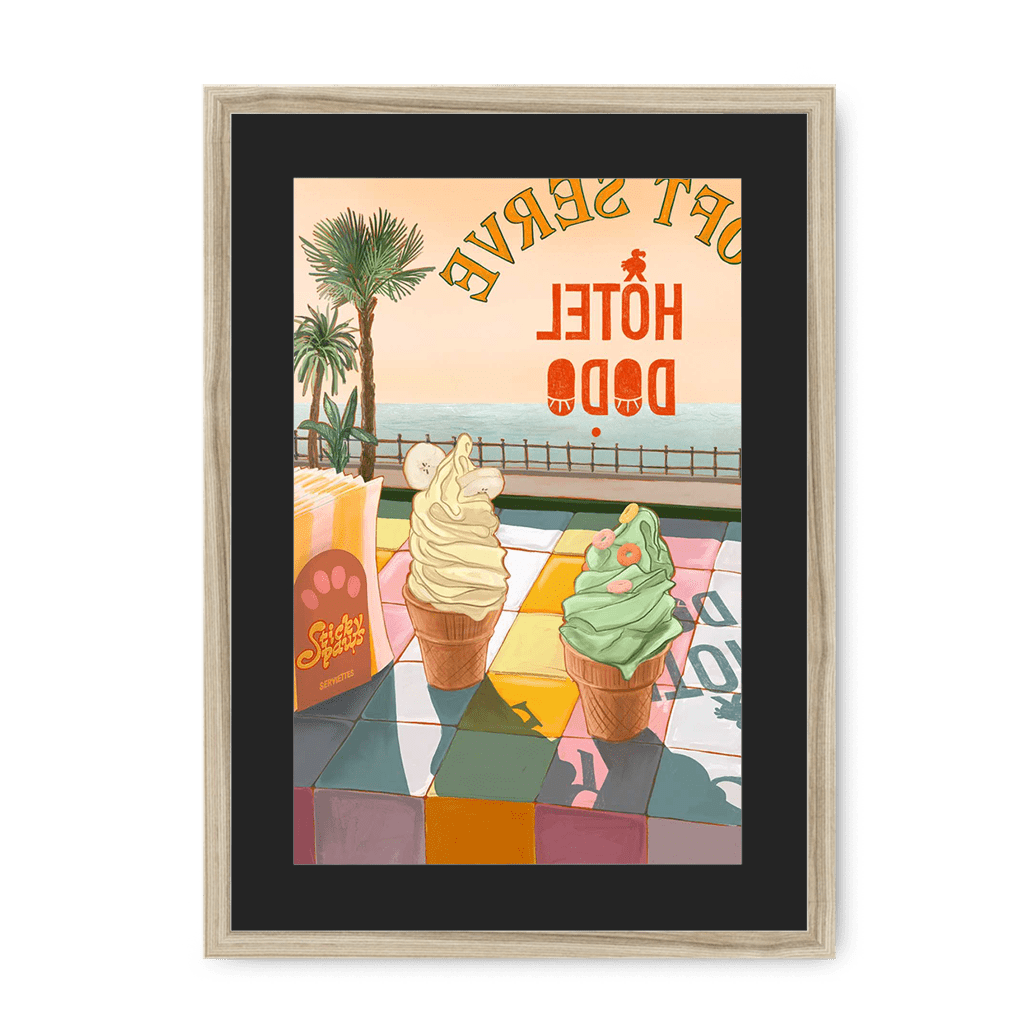Seaside Soft Serve Framed Print Hôtel Dodo A3 (297 X 420 mm) / Natural / Black Mount Framed Print