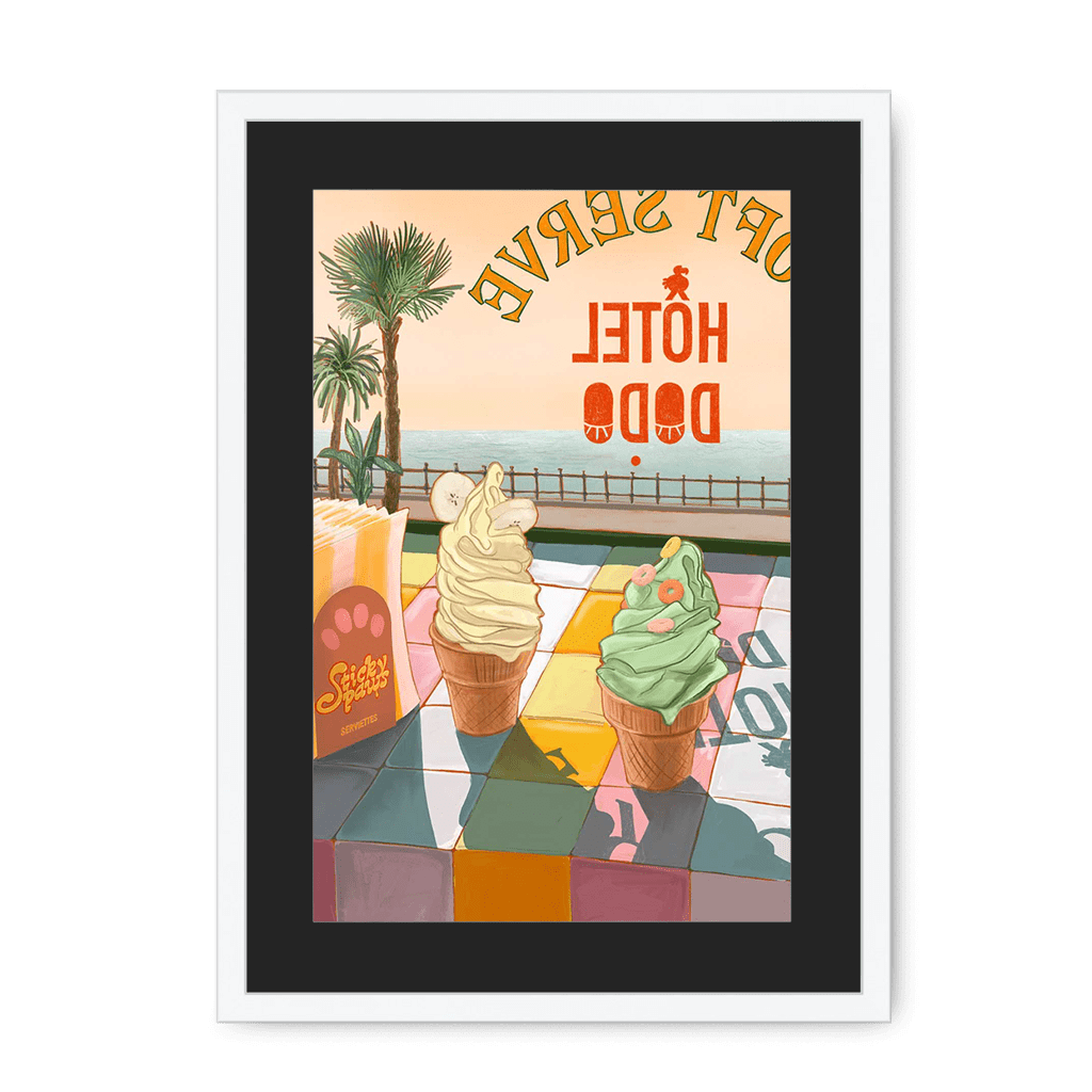 Seaside Soft Serve Framed Print Hôtel Dodo A3 (297 X 420 mm) / White / Black Mount Framed Print