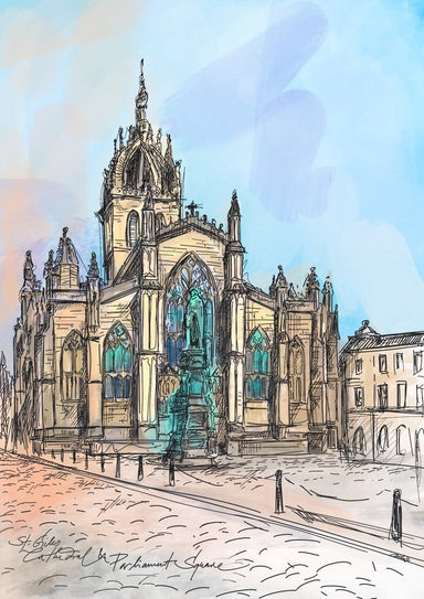 St Giles Cathedral & Parliament Square Matte Art Print Essential Edinburgh Art Print