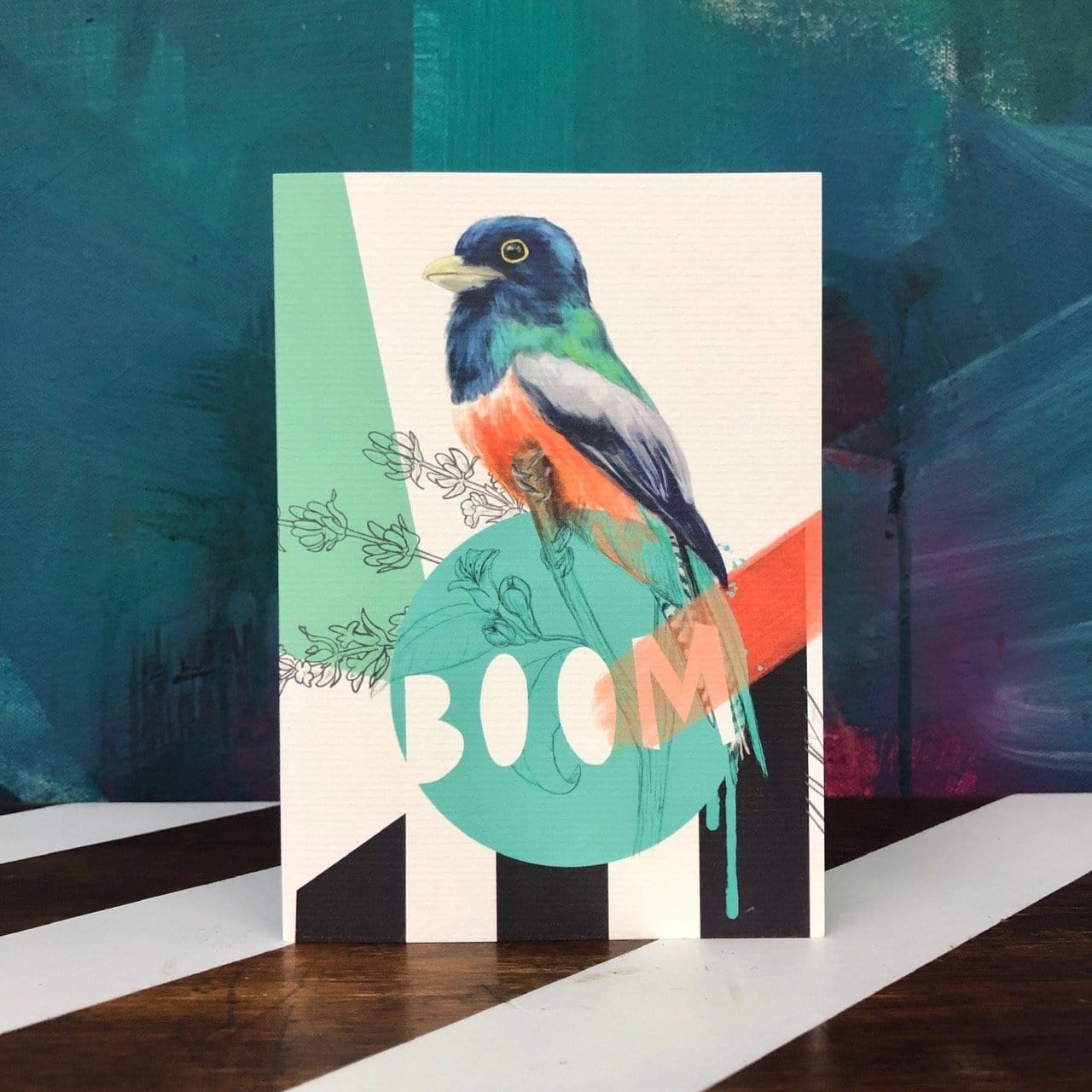 Blue Crowned Trogon - Boom Greeting Card Beaky Blooms Greeting Cards Card