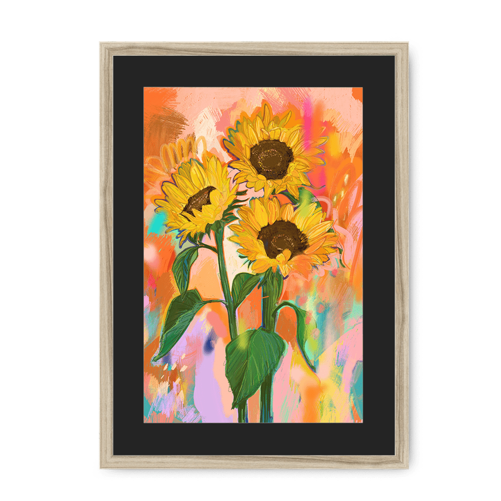 Chromatose Botanica - Sunflowers Framed Print Chromatose A3 (297 X 420 mm) / Natural / Black Mount Framed Print