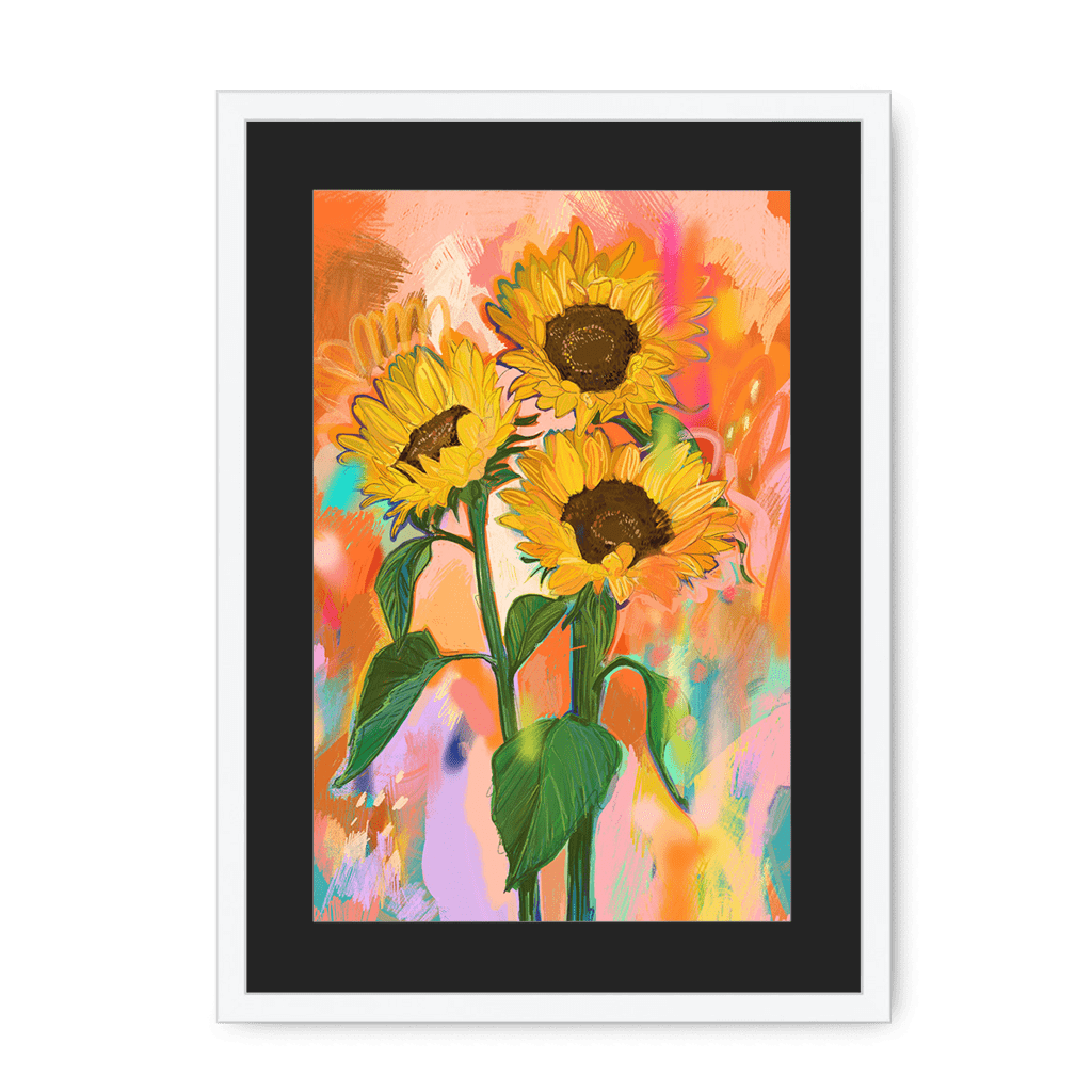 Chromatose Botanica - Sunflowers Framed Print Chromatose A3 (297 X 420 mm) / White / Black Mount Framed Print