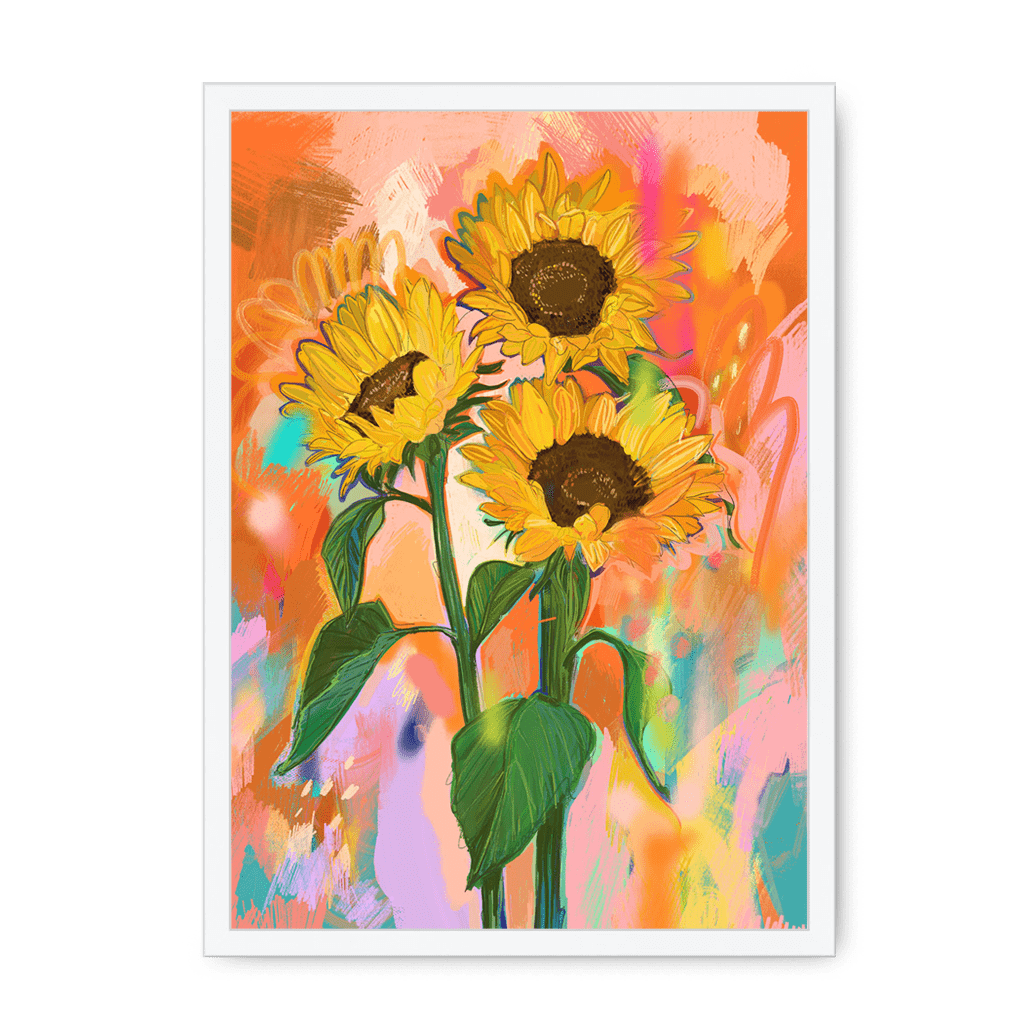 Chromatose Botanica - Sunflowers Framed Print Chromatose A3 (297 X 420 mm) / White / No Mount (All Art) Framed Print