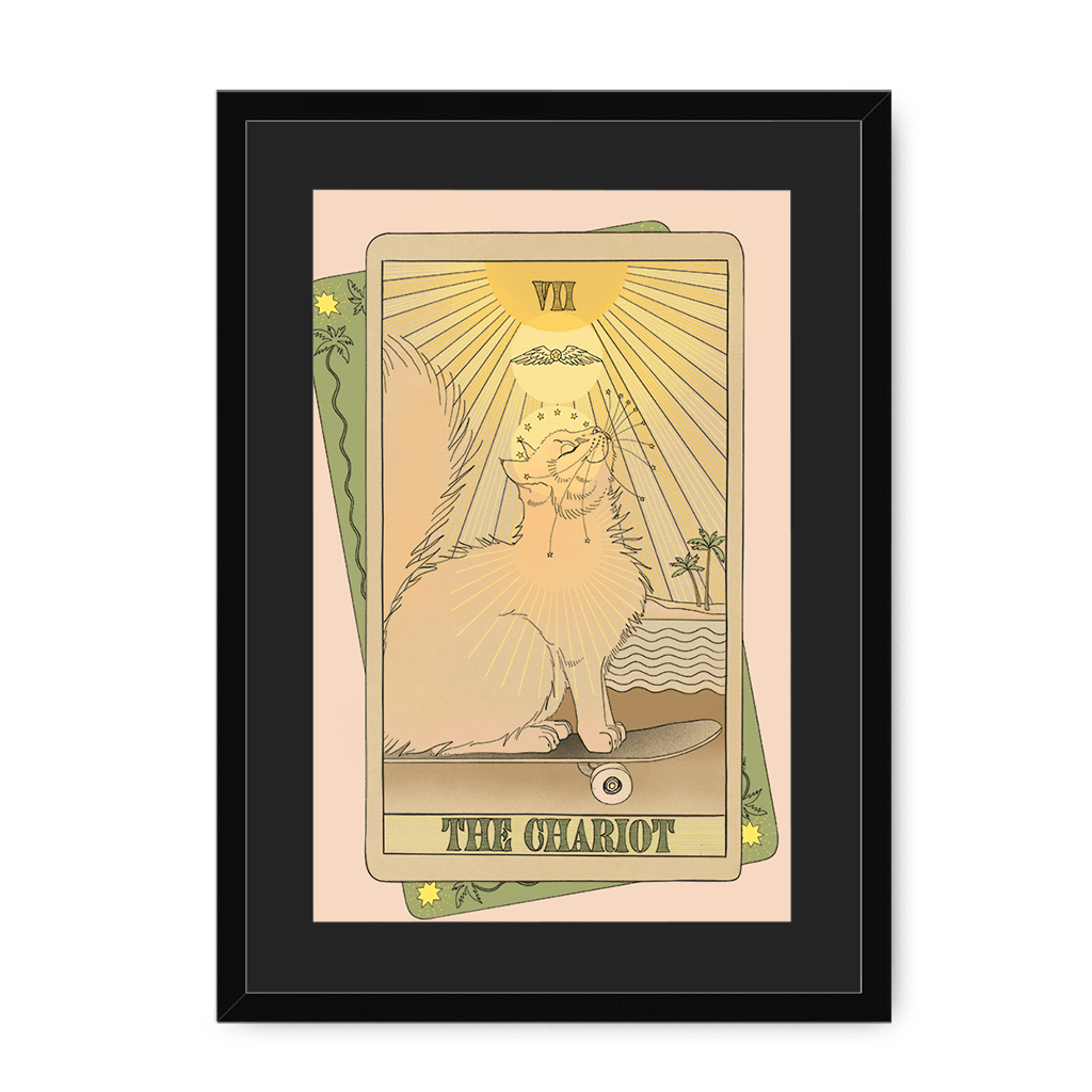 The Chariot Framed Print Tarot Cats A3 (297 X 420 mm) / Black / Black Mount Framed Print