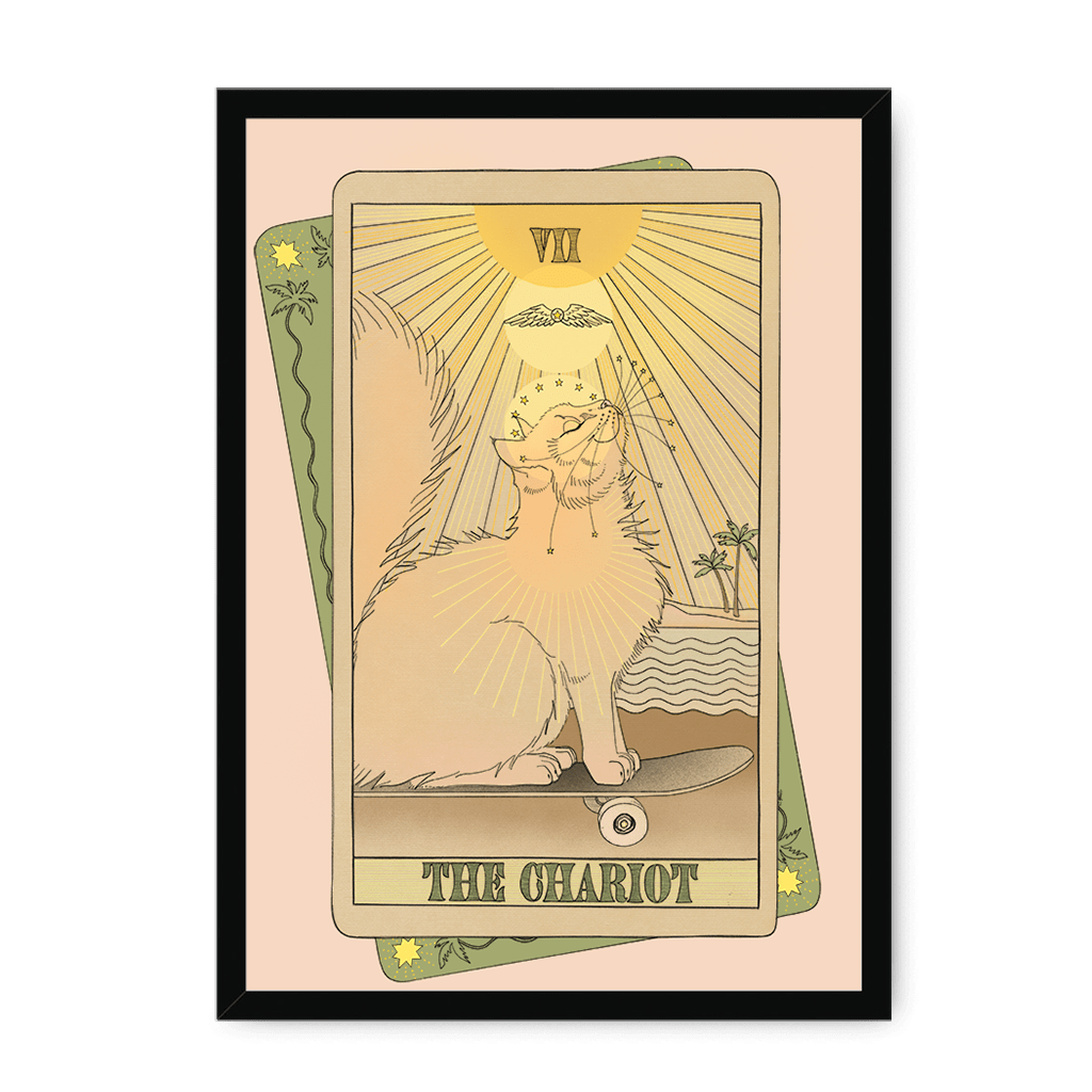 The Chariot Framed Print Tarot Cats A3 (297 X 420 mm) / Black / No Mount (All Art) Framed Print