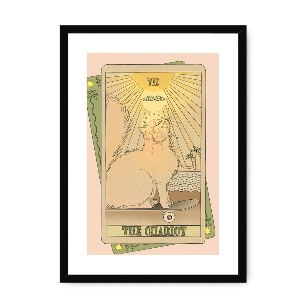 The Chariot Framed Print Tarot Cats A3 (297 X 420 mm) / Black / White Mount Framed Print