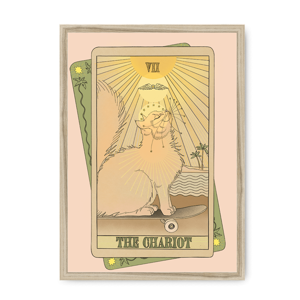 The Chariot Framed Print Tarot Cats A3 (297 X 420 mm) / Natural / No Mount (All Art) Framed Print