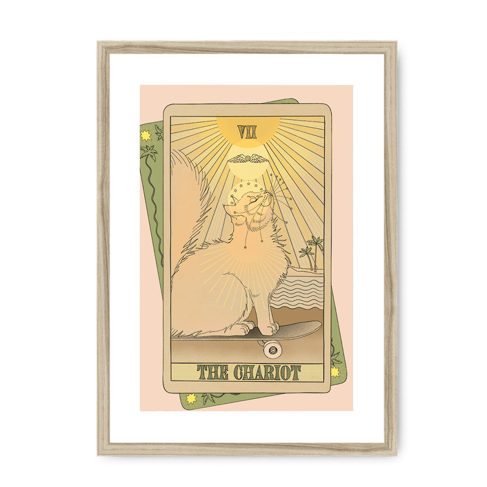 The Chariot Framed Print Tarot Cats A3 (297 X 420 mm) / Natural / White Mount Framed Print