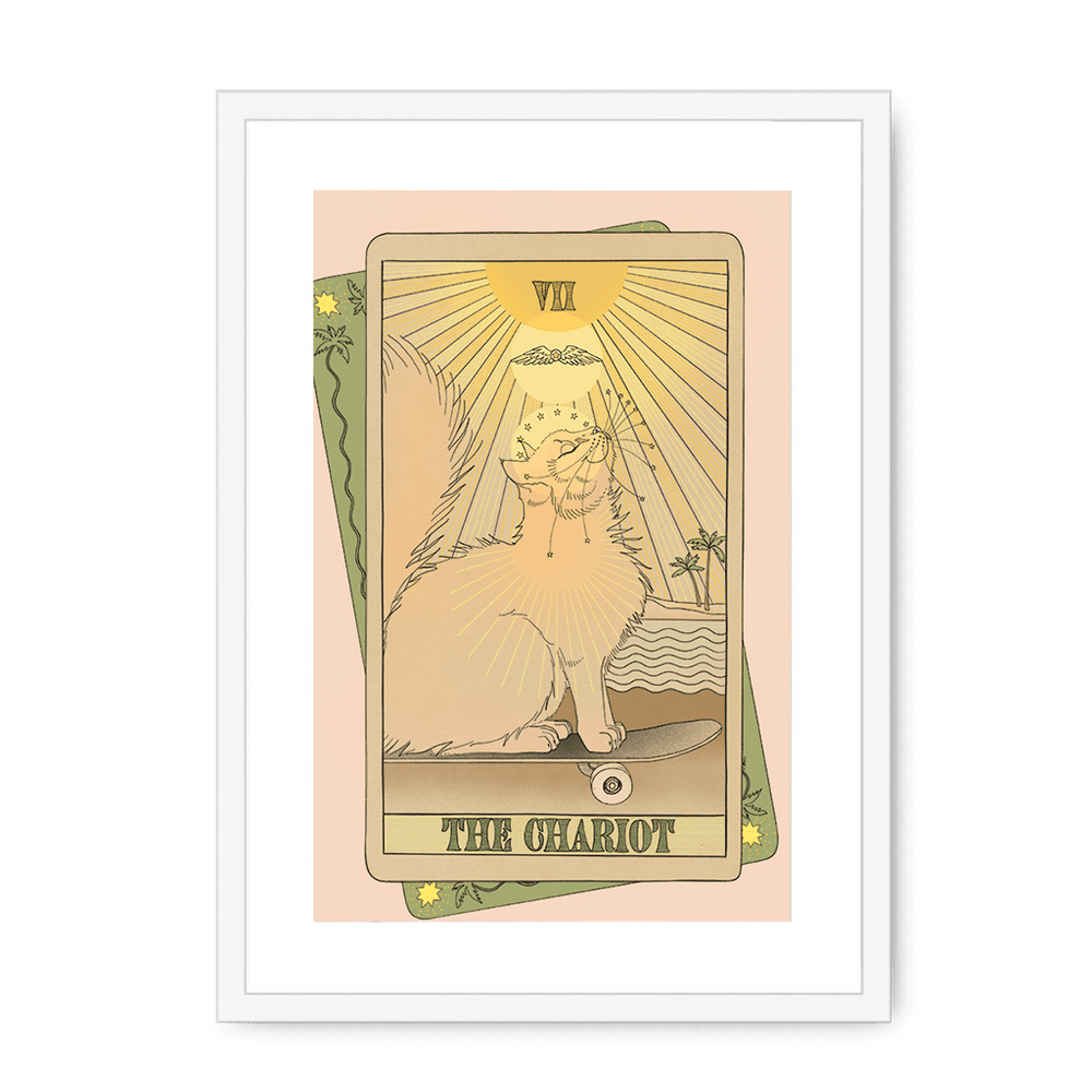 The Chariot Framed Print Tarot Cats A3 (297 X 420 mm) / White / White Mount Framed Print