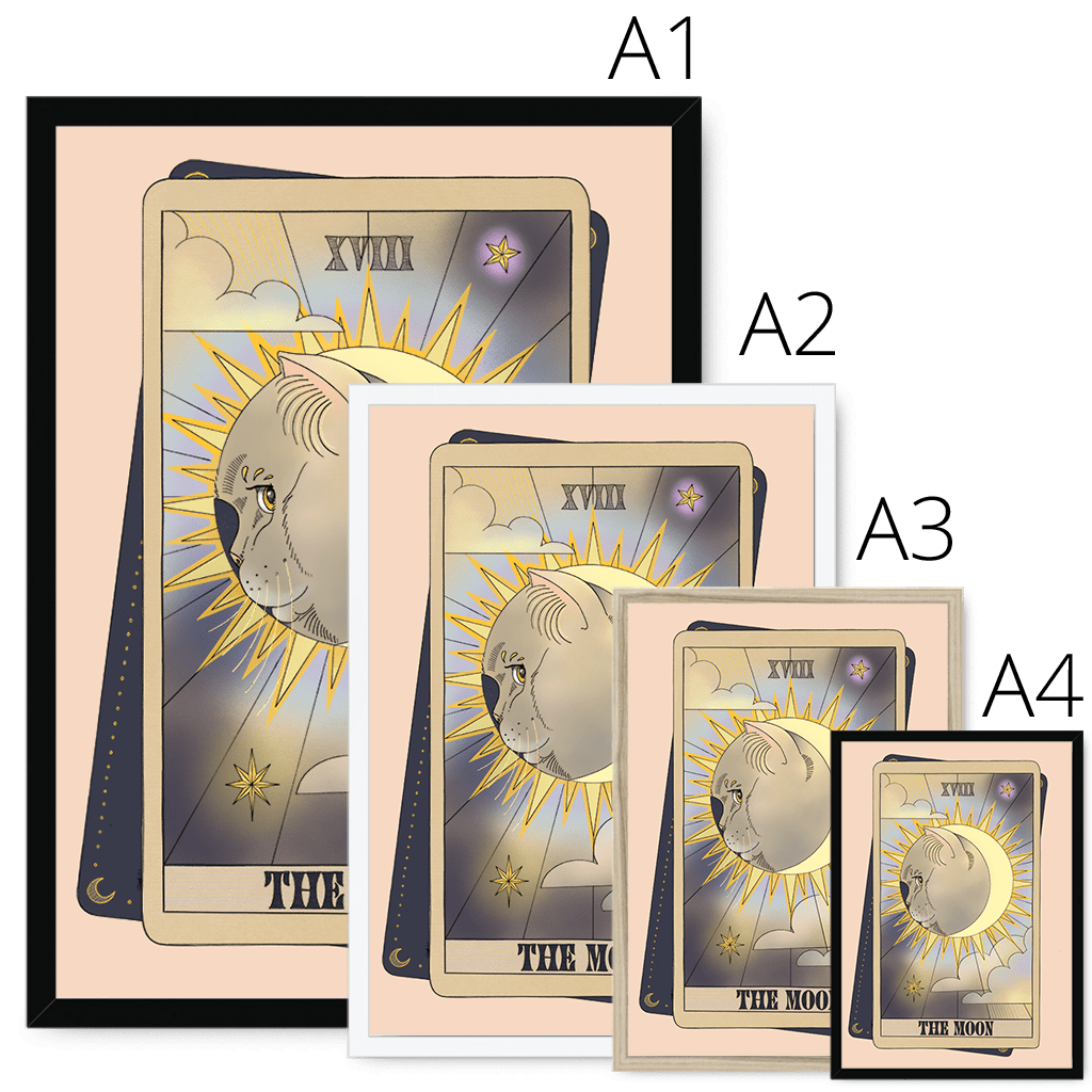 The Moon Framed Print Tarot Cats Framed Print