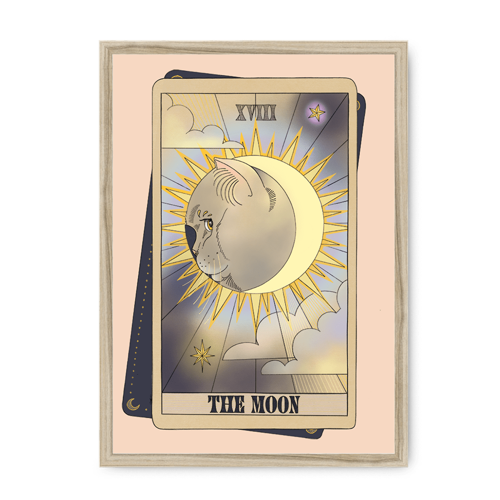 The Moon Framed Print Tarot Cats A3 (297 X 420 mm) / Natural / No Mount (All Art) Framed Print