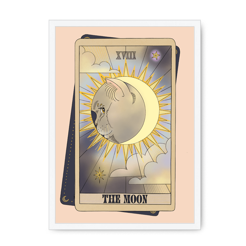 The Moon Framed Print Tarot Cats A3 (297 X 420 mm) / White / No Mount (All Art) Framed Print