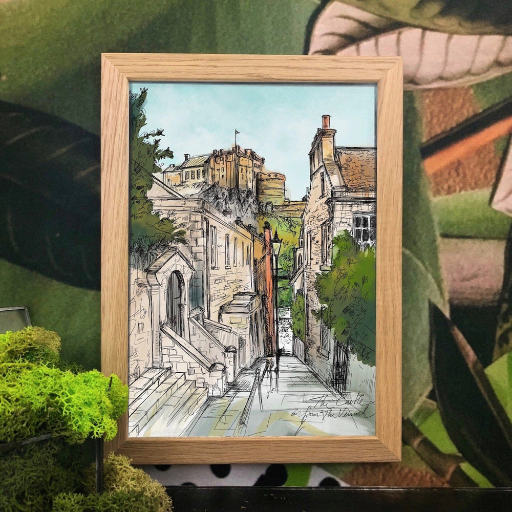 The Castle Viewed From The Vennel Matte Art Print Essential Edinburgh Art Print