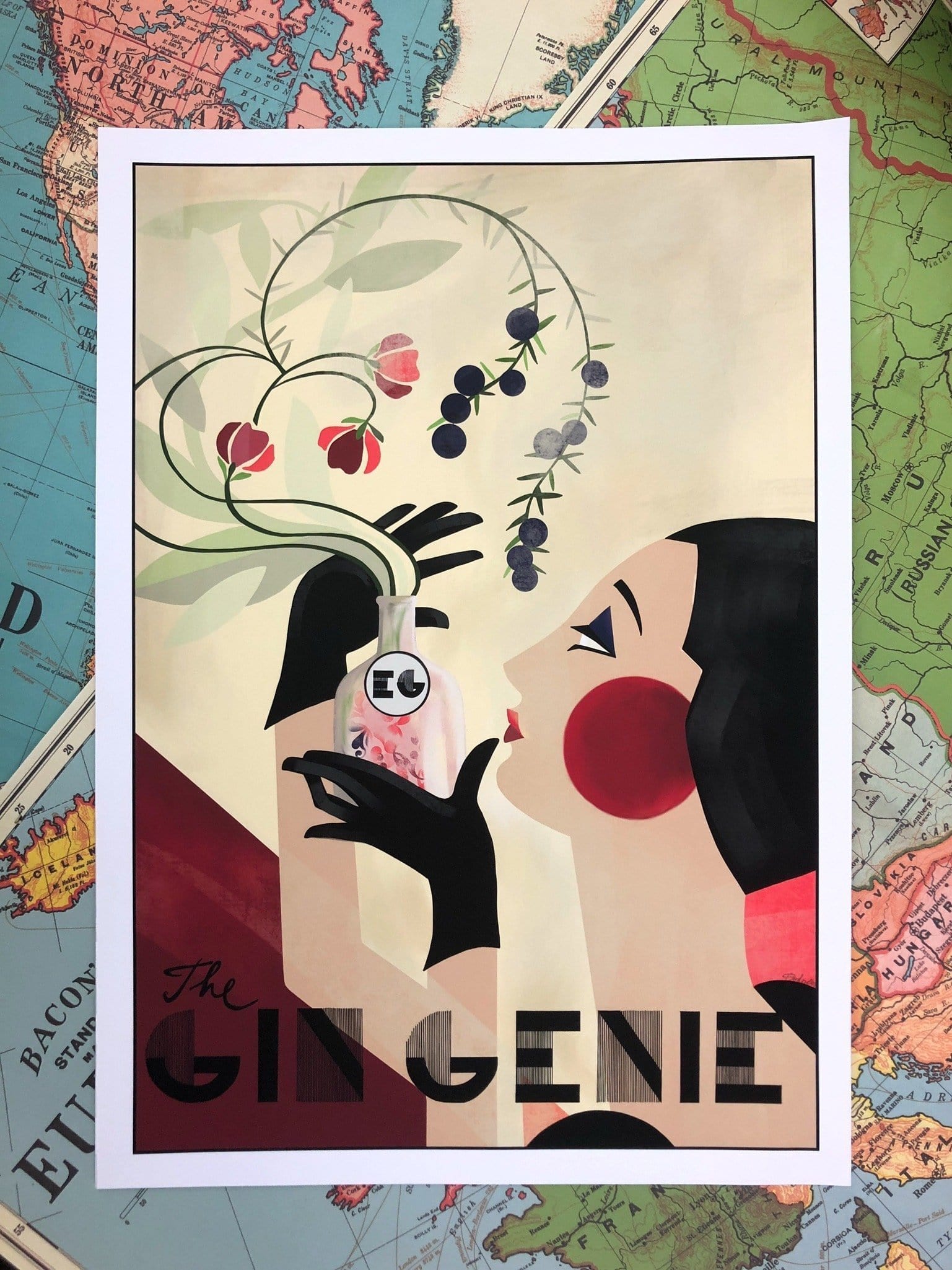 The Gin Genie Giclée Art Print Boozehound Art Print