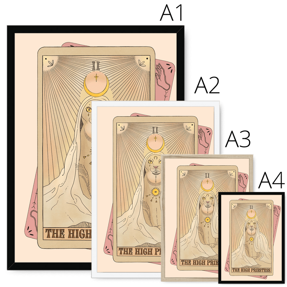 The High Priestess Framed Print Tarot Cats Framed Print