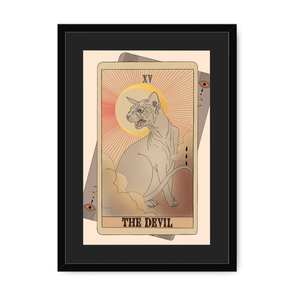The Devil Framed Print Tarot Cats A3 (297 X 420 mm) / Black / Black Mount Framed Print