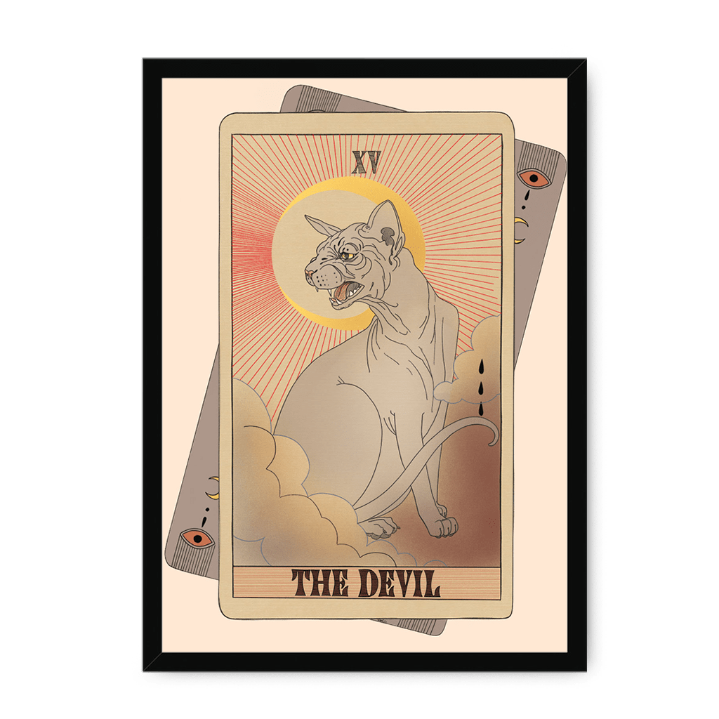 The Devil Framed Print Tarot Cats A3 (297 X 420 mm) / Black / No Mount (All Art) Framed Print