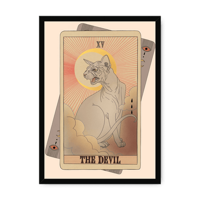 The Devil Framed Print Tarot Cats A3 (297 X 420 mm) / Black / No Mount (All Art) Framed Print