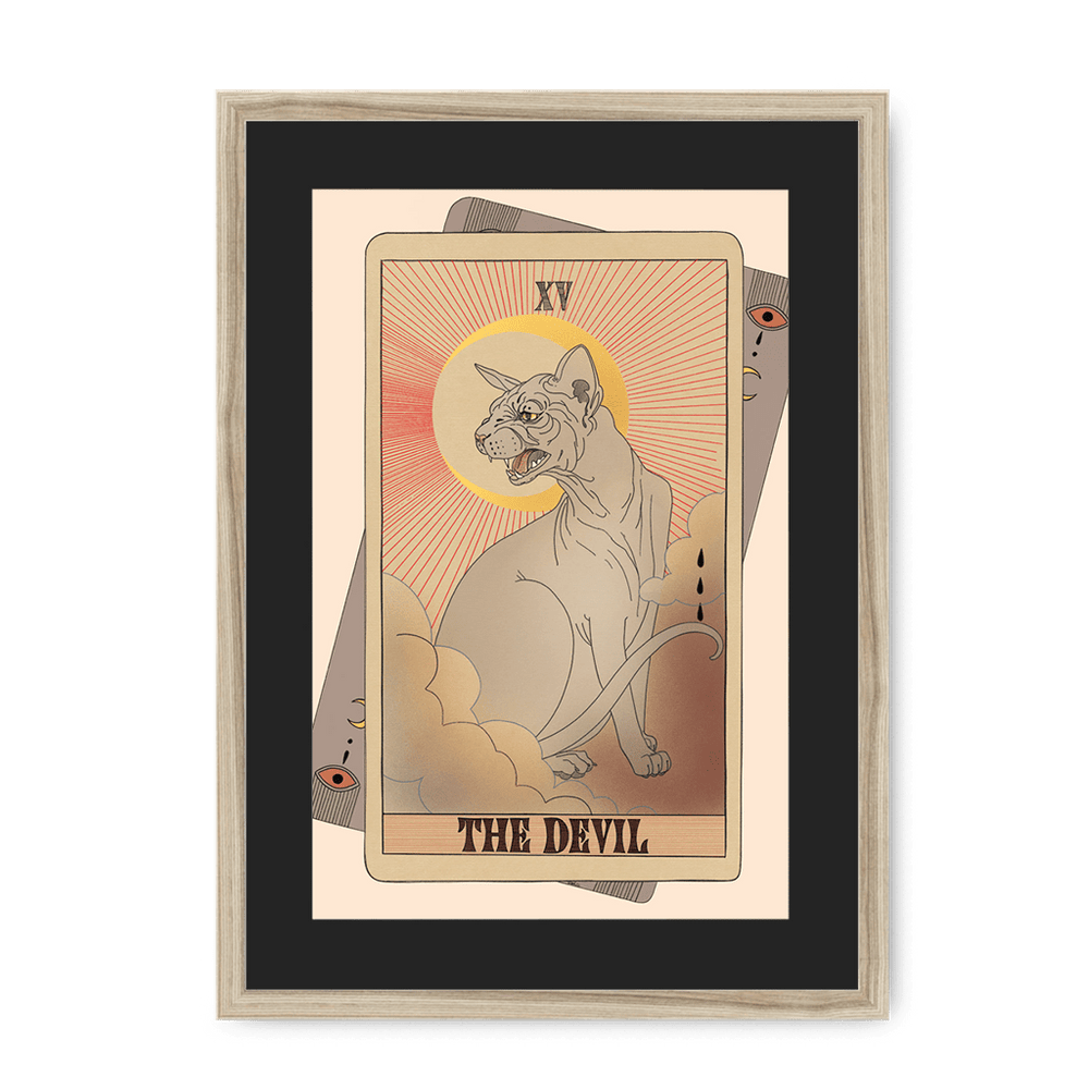 The Devil Framed Print Tarot Cats A3 (297 X 420 mm) / Natural / Black Mount Framed Print