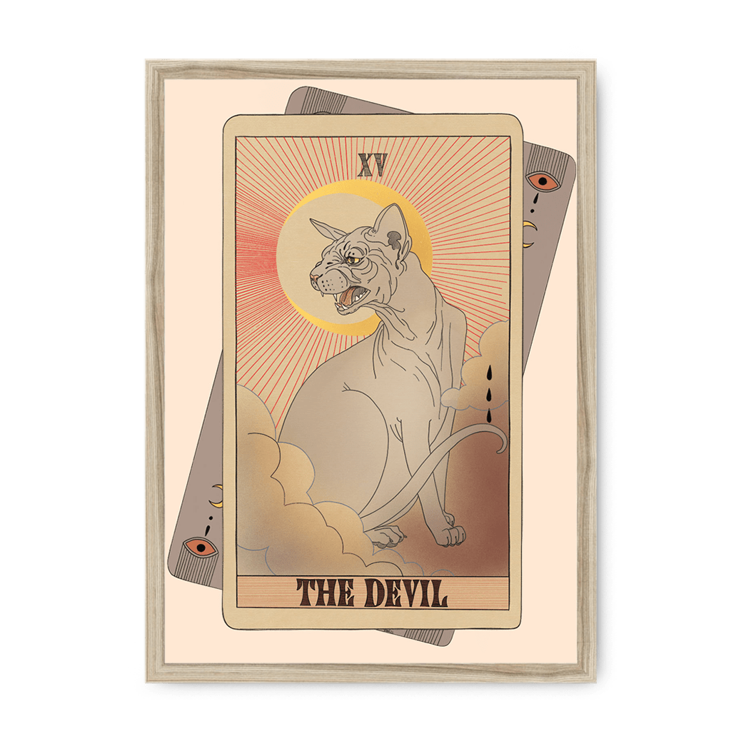 The Devil Framed Print Tarot Cats A3 (297 X 420 mm) / Natural / No Mount (All Art) Framed Print