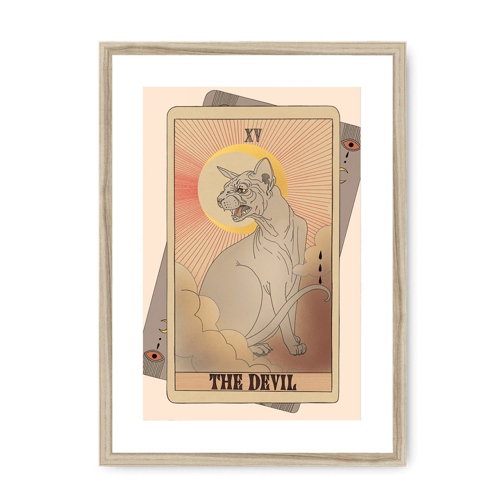 The Devil Framed Print Tarot Cats A3 (297 X 420 mm) / Natural / White Mount Framed Print