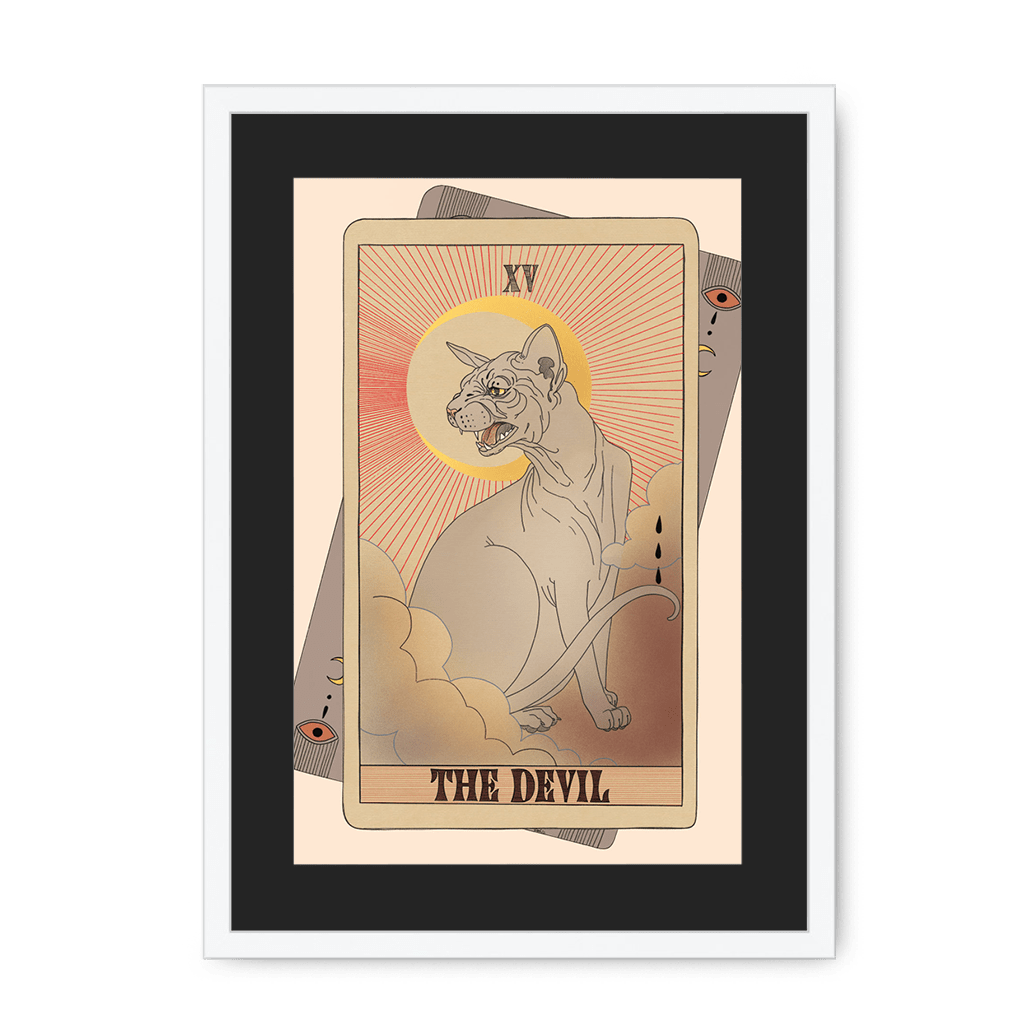 The Devil Framed Print Tarot Cats A3 (297 X 420 mm) / White / Black Mount Framed Print