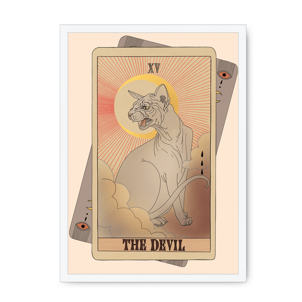 The Devil Framed Print Tarot Cats A3 (297 X 420 mm) / White / No Mount (All Art) Framed Print