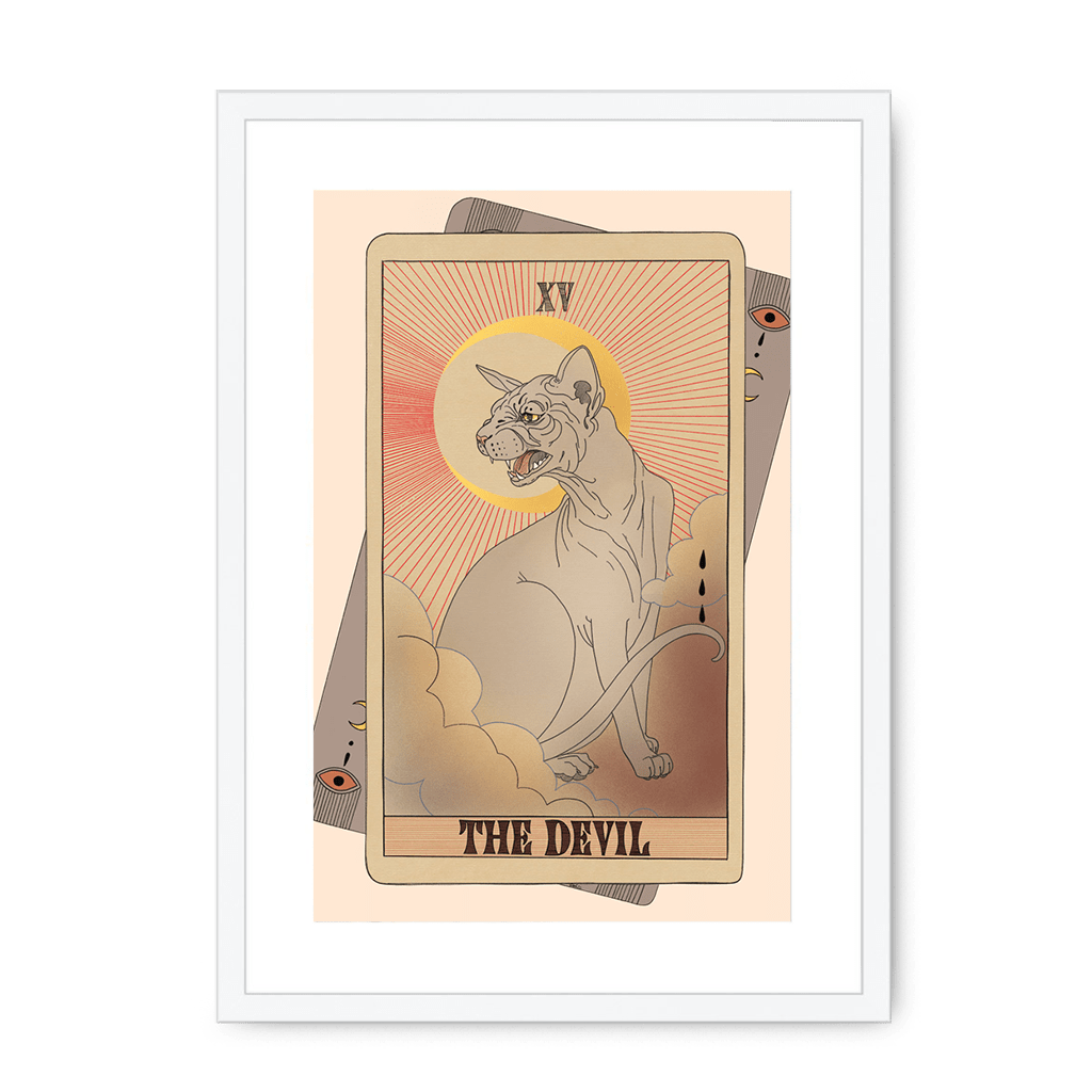 The Devil Framed Print Tarot Cats A3 (297 X 420 mm) / White / White Mount Framed Print