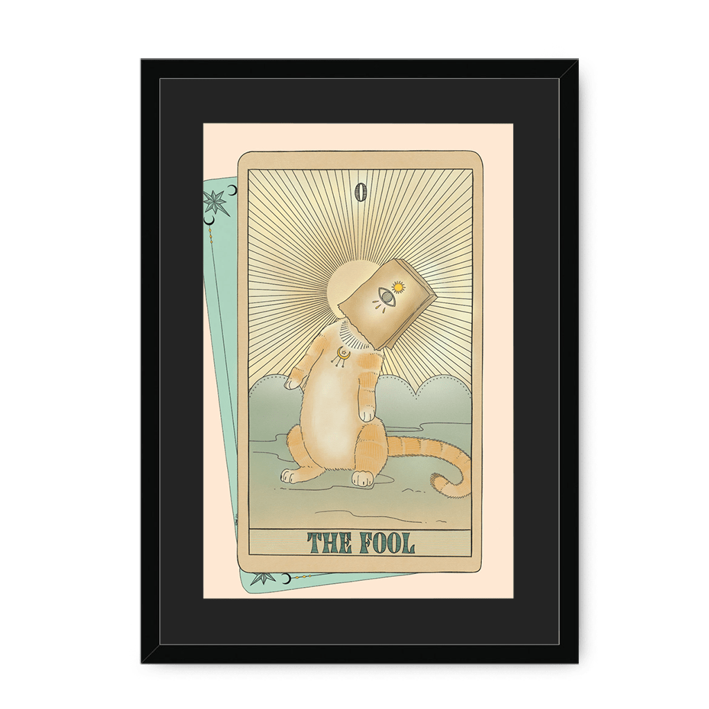 The Fool Framed Print Tarot Cats A3 (297 X 420 mm) / Black / Black Mount Framed Print