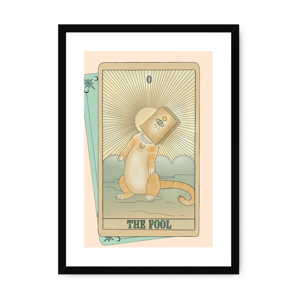 The Fool Framed Print Tarot Cats A3 (297 X 420 mm) / Black / White Mount Framed Print