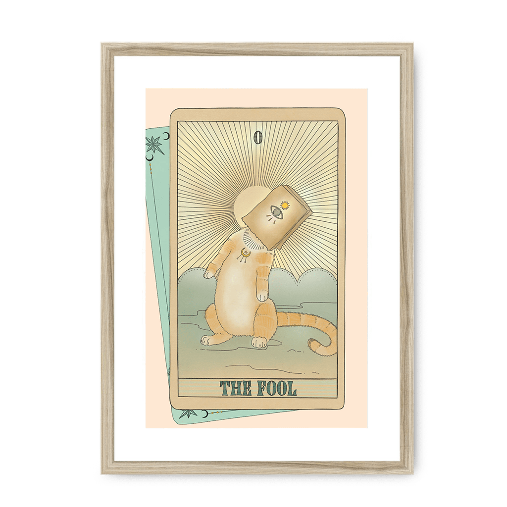 The Fool Framed Print Tarot Cats A3 (297 X 420 mm) / Natural / White Mount Framed Print