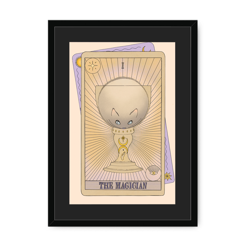 The Magician Framed Print Tarot Cats A3 (297 X 420 mm) / Black / Black Mount Framed Print