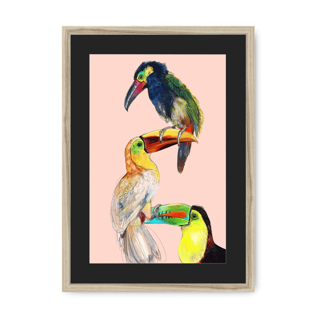 Tower Of Toucans Framed Print The Gathering A3 (297 X 420 mm) / Natural / Black Mount Framed Print